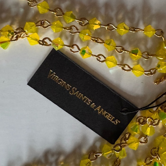 Virgins Saints & Angels Magdalena Chartreuse Crystal Necklace with Zia Medallion - Picture 7 of 10